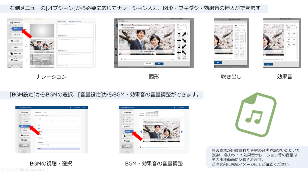 ドウガネ　ご利用マニュアル　ナレーション・効果音